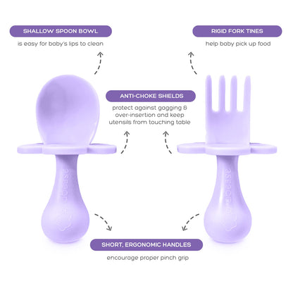 grabease Baby Essentials Must-Haves - Complete Feeding Set for Baby-Led Weaning and Portion Control - Suction Bottoms 4 Piece Set, BPA and Phthalates-Free, Blush