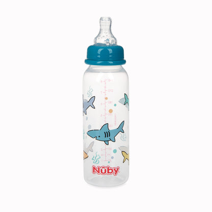 Nuby Printed Non-Drip 8oz Bottle, 3 Pack - Pink, Purple, Aqua