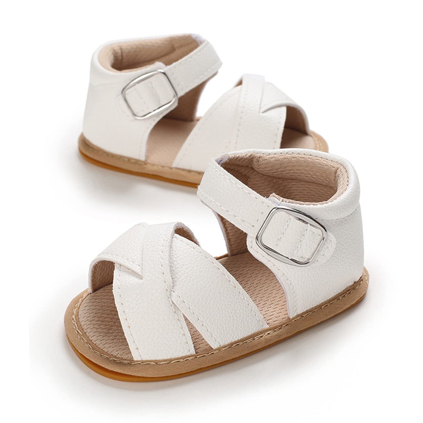 GAISUMMI Baby Girls Sandals Summer Bowknot Infant Crib Shoes Toddler Pu Leather Soft Rubber Sole First Walkers