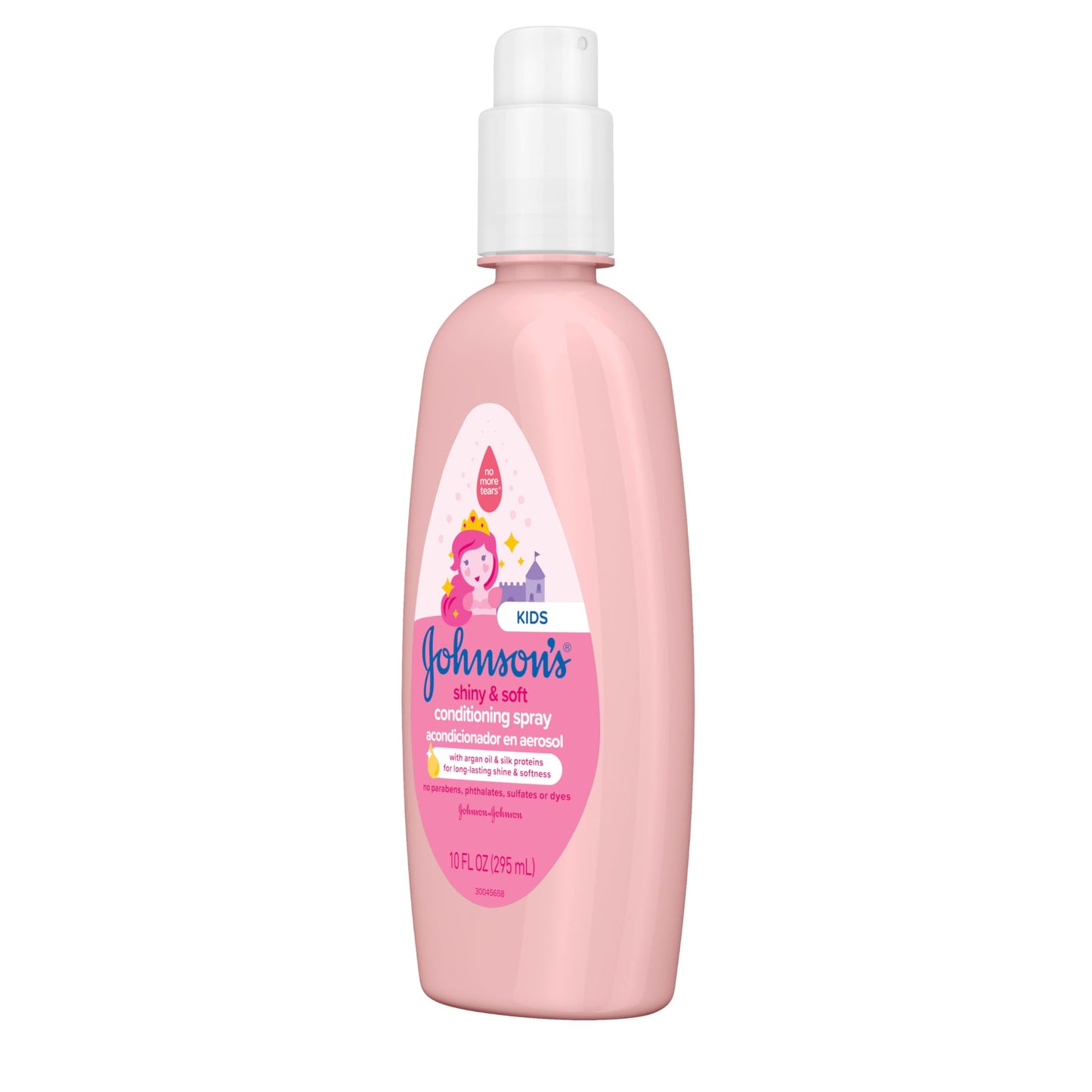 Johnson's Kids Shiny & Soft Hair Conditioning Spray with Argan Oil & Silk Proteins, Tear-Free Conditioning Spray for Shine & Softness, Gentle for Toddler Haircare, 10 fl. oz