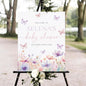 Printable Sign, Butterfly Baby Shower Welcome Sign, 12 x 18 inches to 24 x 36 inches, Corrugated Plastic, Romantic Style
