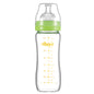 Matyz 8 Ounce Glass Baby Feeding Bottle With Nipple - Light and Slim, Easy to Hold and Clean - Food Grade Borosilicate Glass, Wide Neck for Breastmilk Feeding, No BPA (Pink Lids)