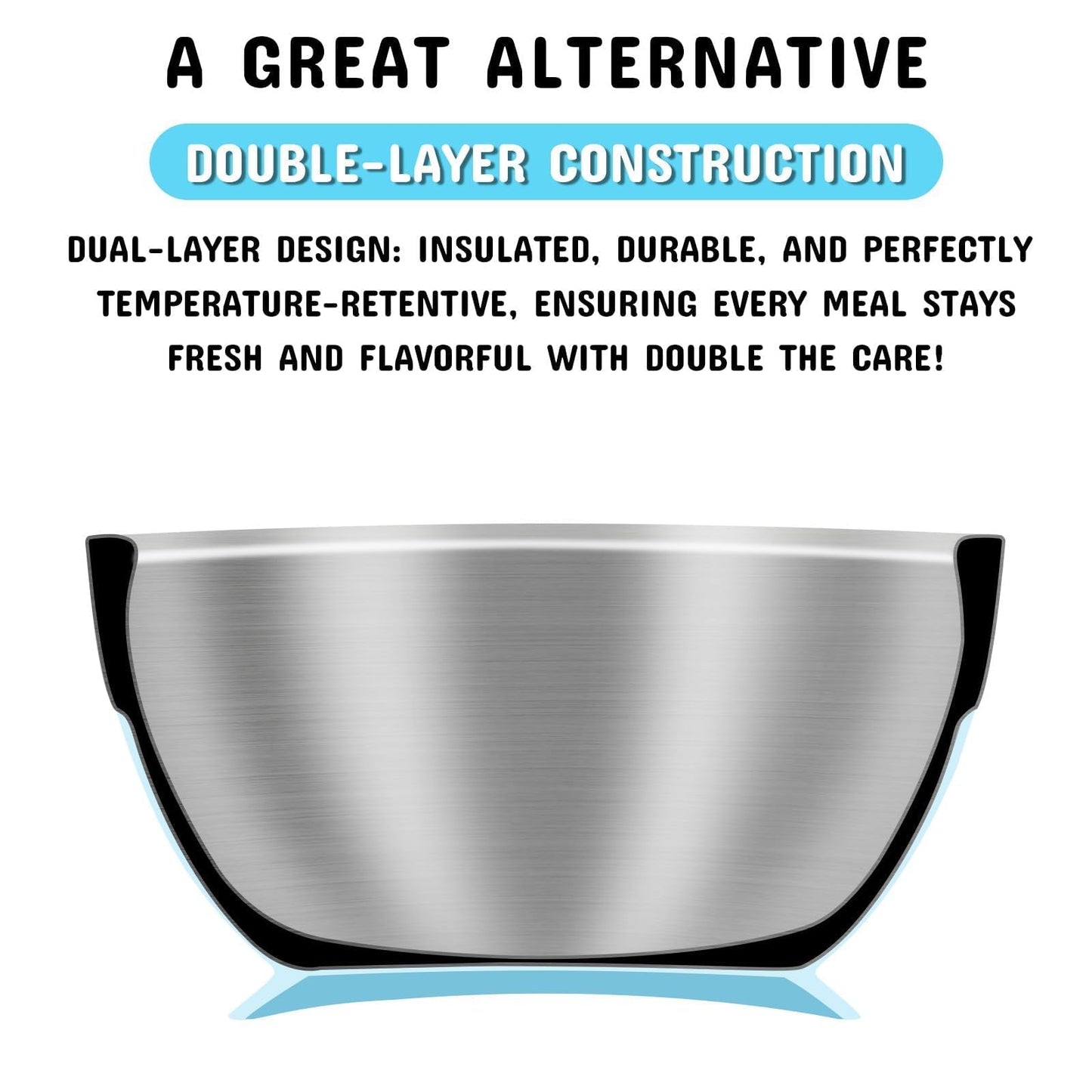 Suction Bowl and Spoon Set for Babies and Toddlers Non-Slip Silicone Suction Cups, Advanced 304 Stainless Steel Bowls, Double-Layer Insulation, and BPA-Free Lids Food-Grade Safety BLUE