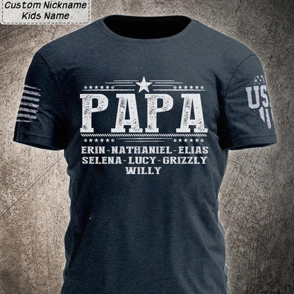 Personalized Fathers Day T-Shirt, Custom Grandpa Grandkids Name Shirt, Papa Shirts, Dad Gifts for Fathers Day and Christmas