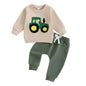 Toddler Baby Boy Fall Winter Outfits Tractor Print Long Sleeve Sweatshirt Pants Set Kids Sweatsuit Clothes