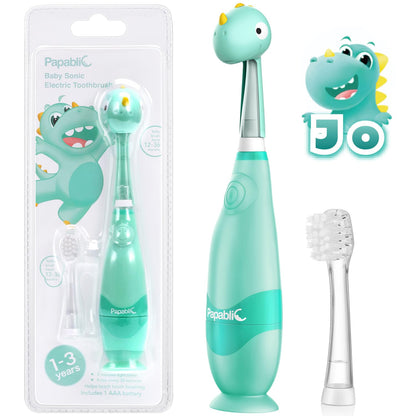 Papablic Toddler Sonic Electric Kids Toothbrush for Ages 1-3 Years, Baby Electric Toothbrush with Cute Penguin Cover and Smart LED Timer, 2 Brush Heads (Pippin)