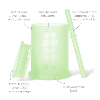 Olababy Silicone Training Cup with Straw Lid | Babies Water Drinking Cup | 6+ Mo Infant To 12-18 Months Toddler | Sippy Cup For Kids & Smoothie Cup | Baby Led Weaning (Mint, 5 oz)