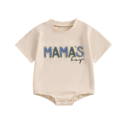 Newborn Infant Baby Boy Summer Outfit Mamas Boy Baby Clothes Boy Oversized Romper Shirts Short Sleeve Onesie