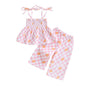 Toddler Baby Girl Clothes Tie-Up Strap Ruffle Camisole Tops Linen Pants Set Little Girls Summer Outfits