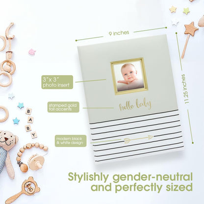 Pearhead Hello Baby First 5 Years Memory Book, Baby Girl Keepsake for New and Expectant Parents, Pregnancy And Milestone Journal, Pink
