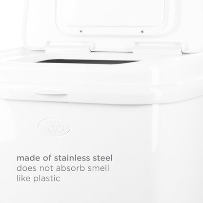 Ubbi Adult Diaper Pail, Steel Odor Locking, No Special Bag Required, Awards-Winning, Modern Design, White