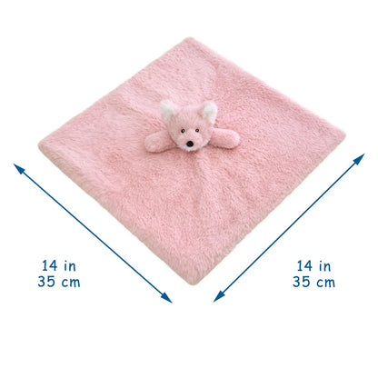 Baby Pink Fox Soft Stuffed Animal Security Blanket, Plush Fox Character Lovey Blanket, Baby Shower/Nursery Gift, Newborn Infant Toddler Snuggle Blankie for Girls Boys, 14 Inches