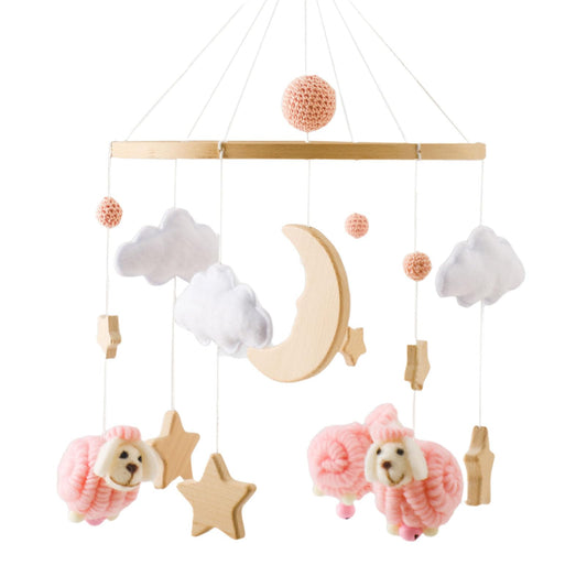 2025 Bohemia Theme Baby Mobile - Mobile for Crib, Crib Mobile for Boys and Girls, Nursery Decor Mobile, Clouds Moon Sheep Pendant Nursery Decor (Beige)