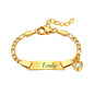 Personalized Baby Name Bar Bracelet: 18K Gold-Plated Custom Engraved ID Kids Charm Bracelets Jewelry Infant Girls Boys Toddler, Birthday Back to School Gifts Preppy Stuff for Daugther Son