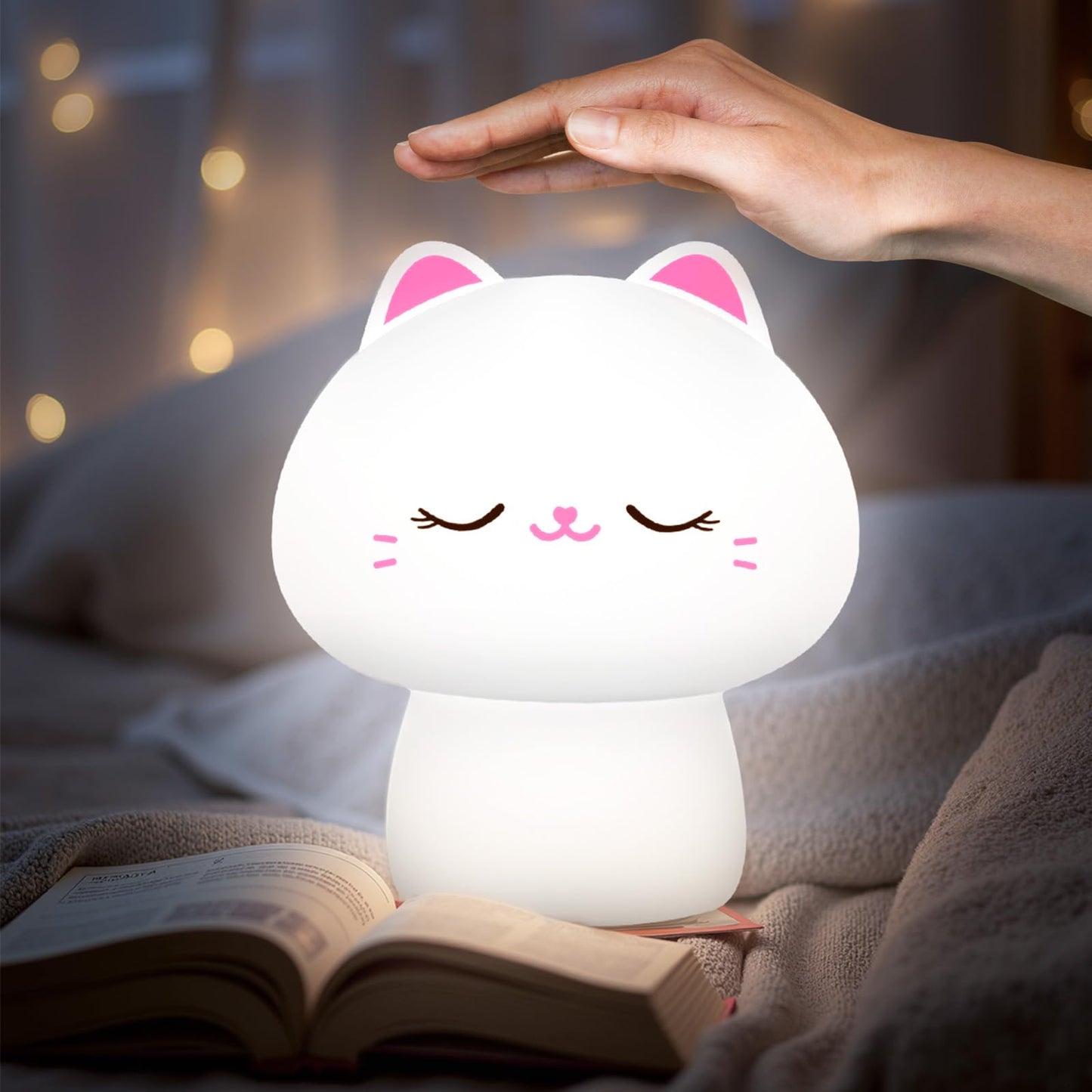Huggwaii Squishy Axolotl Night Light for Kids – Dimmable Silicone Axolotl Lamp, 2025 Upgraded Baby Night Light, Rechargeable, 20H Battery Life, Sleep Aid Gift for Toddlers, Girls&Room Decor