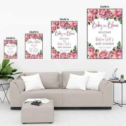 Personalized A Little Snowflake Is On The Way Welcome Sign, Pink, Girl, Winter Baby Shower Canvas