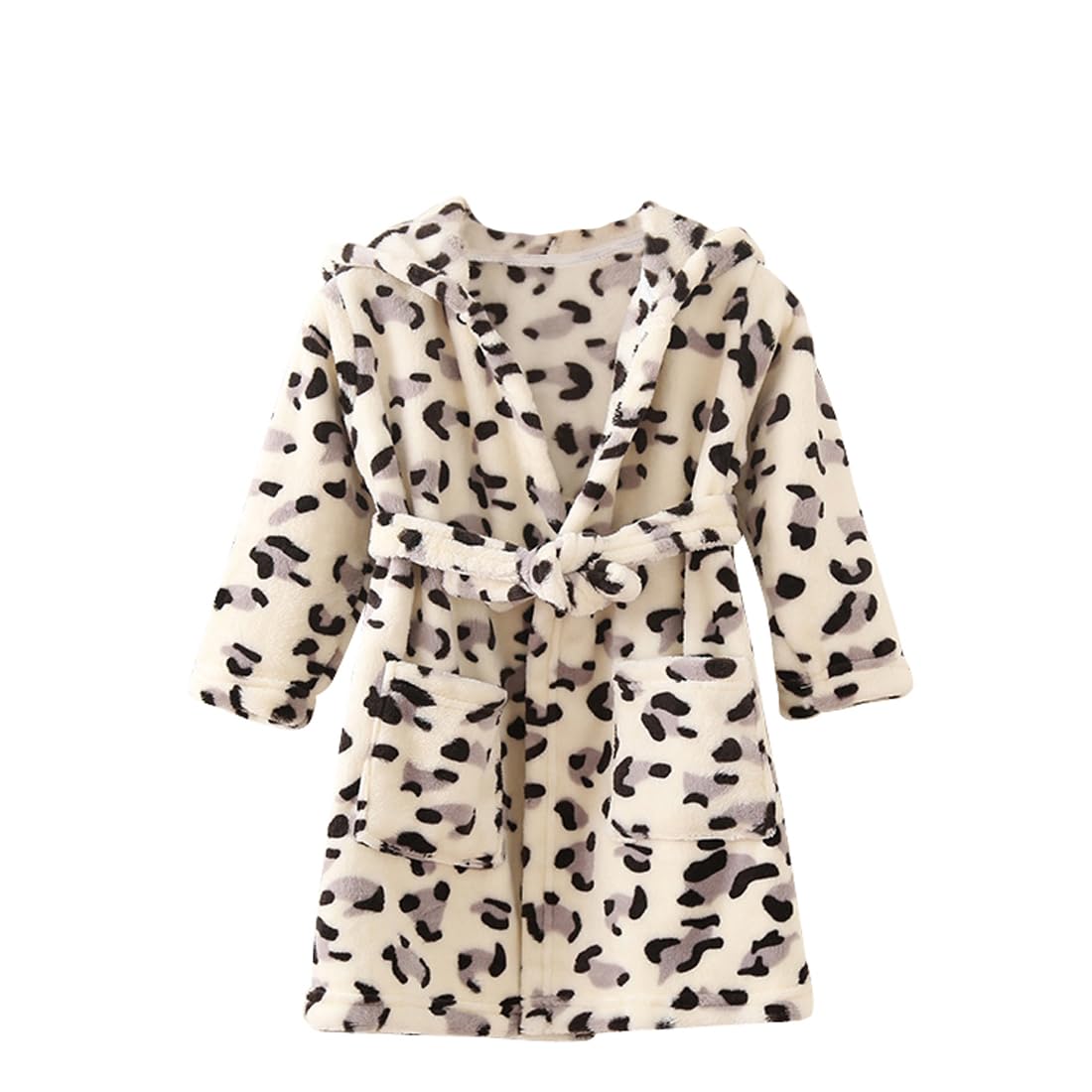 Toddlers Kids Hooded Robe Boys Girls Soft Flannel Bathrobes Pajamas Plush Robe