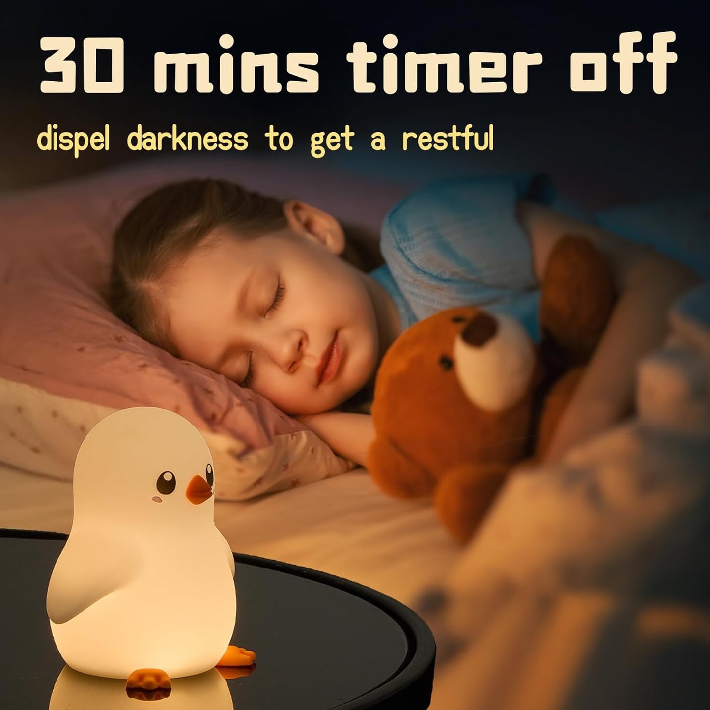 Night Light for Kids, Cute Silicone Night Light, Soft Glow, Animal Night Lamp(Penguin), Cute Light for Children's Room Decoration, Funny Gifts Stuff for Boys Girls Baby, Rechargeable