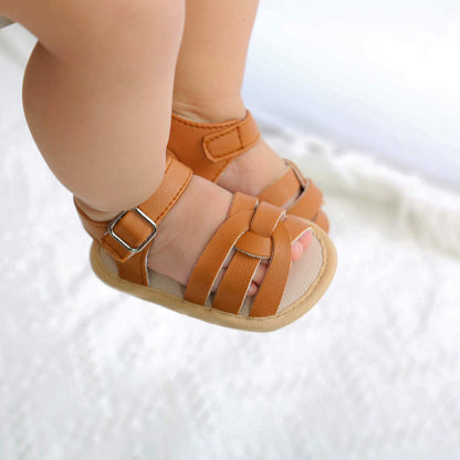 Sawimlgy Baby Girls Boys Sandals Summer Flowers Shoe Rubber Sole PU Leather Mesh Infant Toddler First Walkers Princess Dress Outdoor Shoes