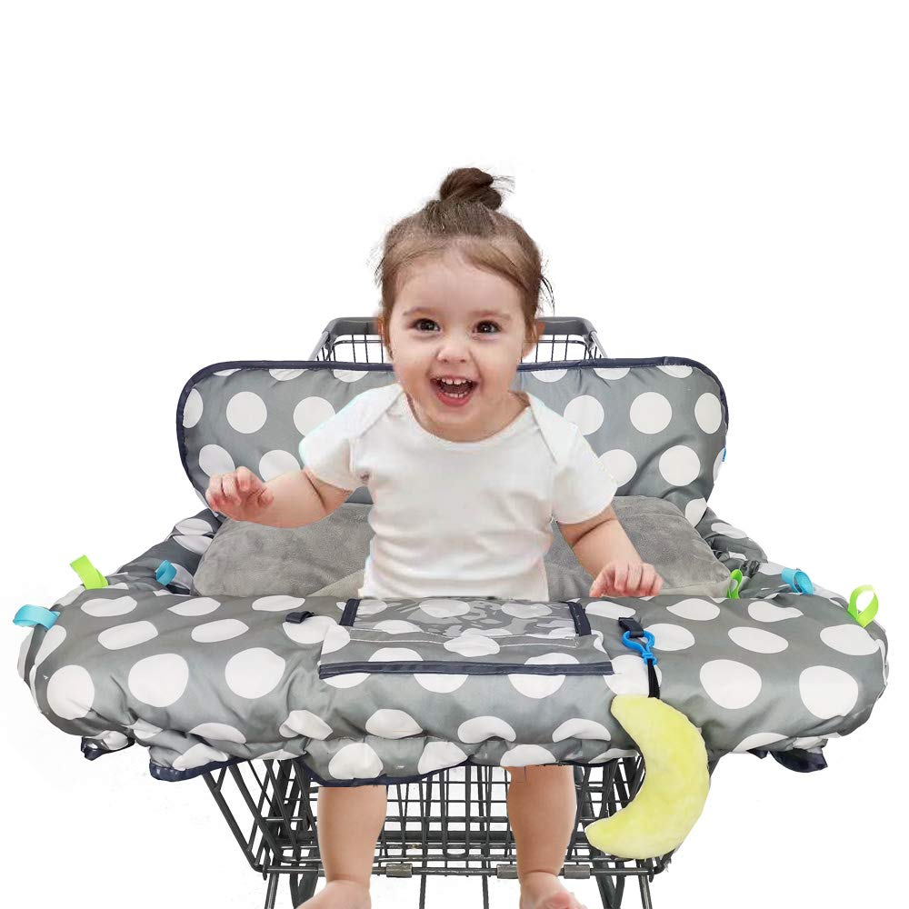 Shopping Cart Cover for Baby/Toddler 2-in-1 High Chair Cover, Easy Attach & Remove, with Cellphone Holder, Pink Strip Star