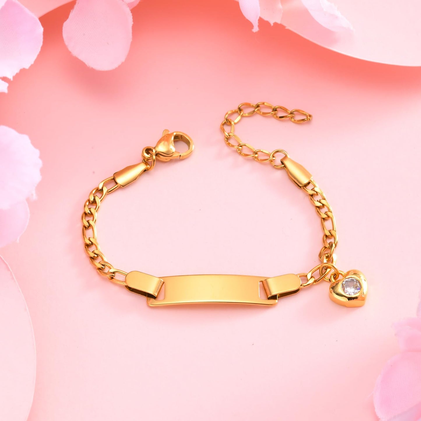 Personalized Baby Name Bar Bracelet: 18K Gold-Plated Custom Engraved ID Kids Charm Bracelets Jewelry Infant Girls Boys Toddler, Birthday Back to School Gifts Preppy Stuff for Daugther Son