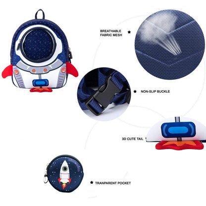 JiePai Rocket Toddler Kids Backpack with Harness Leash for Boys Girls Age 1-3