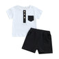 fhutpw Baby Boy Summer Outfits Henley Shirt Soft Pocket Short Sleeve Tops & Shorts Sets Infant 3 6 12 18 Months 2T Clothes