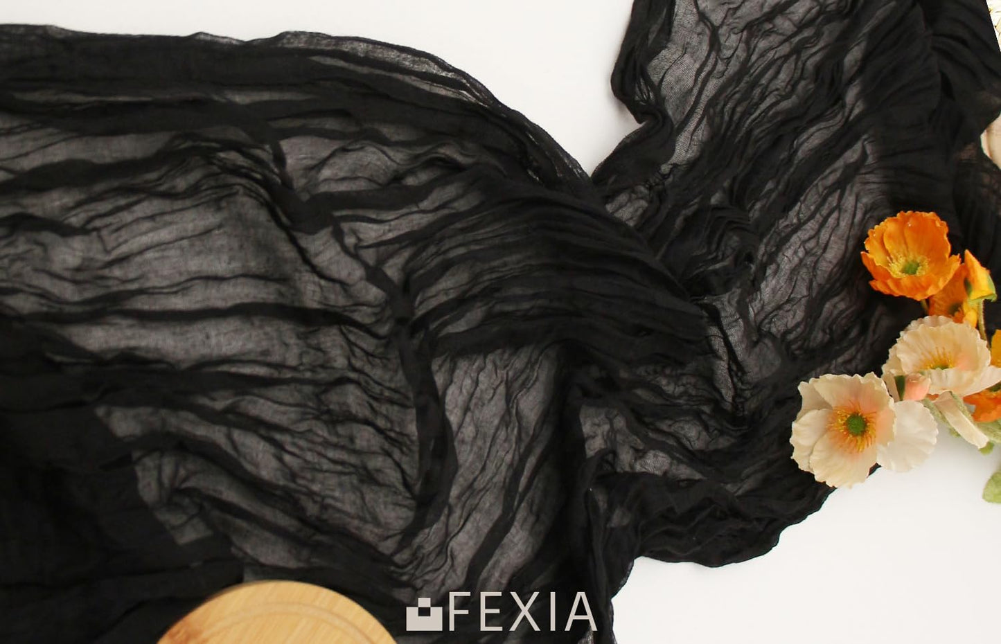 FEXIA Beige Cheesecloth Table Runner 35x120 Inches Ivory Gauze Rustic Boho Spring Easter Table Runner for Engagement Party Decorations Bridal Shower Wedding Party First Communion Centerpiece