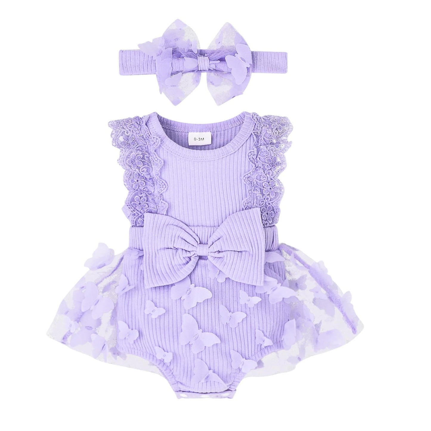 Baby Girl Summer Clothes Cute Newborn Girl Outfits Sleeveless Lace One Piece Romper + Headband 2pcs set 0-12 Months
