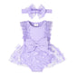 Baby Girl Summer Clothes Cute Newborn Girl Outfits Sleeveless Lace One Piece Romper + Headband 2pcs set 0-12 Months