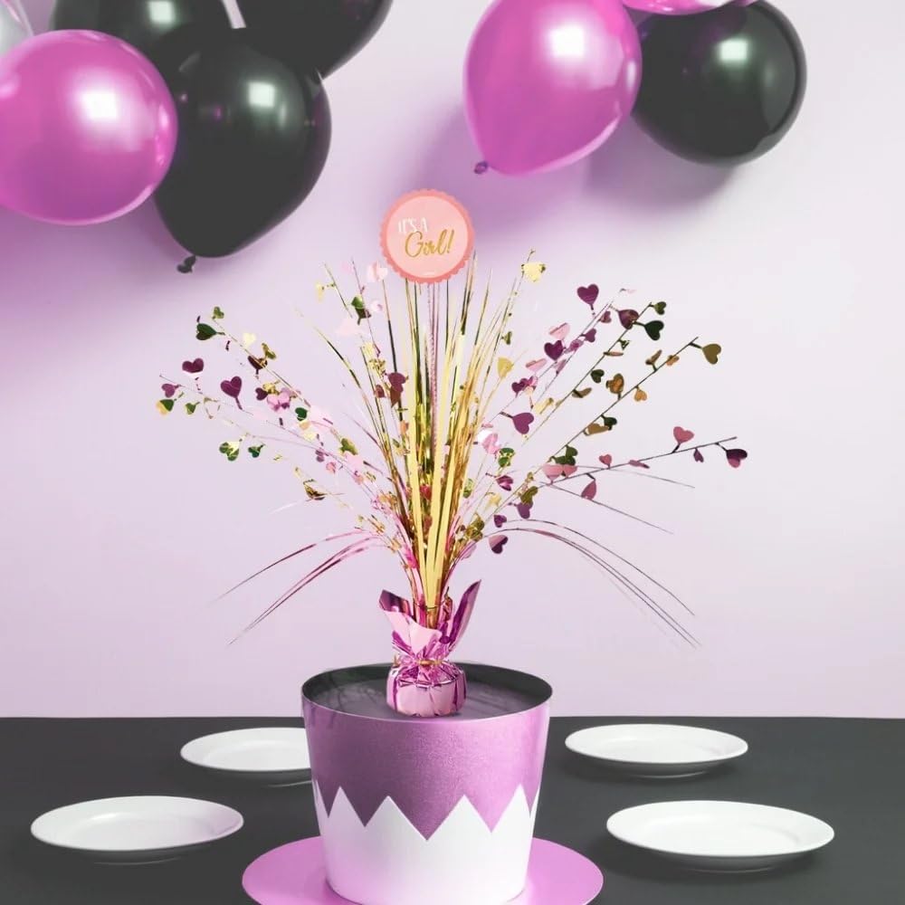 Dazzling Foil Spray Centerpiece, 18" (1 Count) - Elegant Table Decor, Perfect for Baby Shower Celebrations, "It's a Boy", Gold & Blue