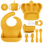 Silicone Baby Feeding Set 10 Pcs Baby Led Weaning Supplies Suction Bowl Divided Plate Baby Bibs Fruit Feeder Baby Spoons Forks Sippy Cup Toddler Utensil Sets Baby Essentials for Newborn Gift