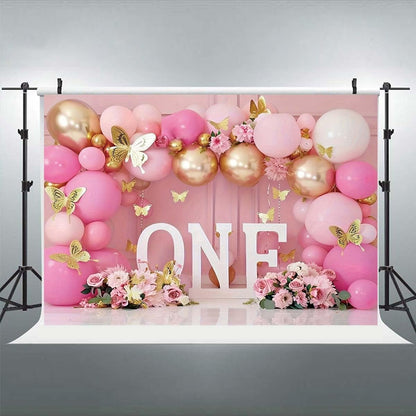 Pink Bear Hot Air Balloon Backdrop Girl Bear Balloons Baby Shower Background Girl 1st Birthday Party Banner Newborn Baby Shower Party Cake Table Decoration Photo Booth Props(Pink, 7x5ft)