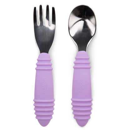 Bumkins Disney Baby Utensils Set, Chewtensils Silicone Spoons for Dipping, Self-Feeding, Baby Led Weaning, Trainer Learning, First Stage Eating, Soft Fork and Spoon, Babies 6 Months, Minnie Mouse