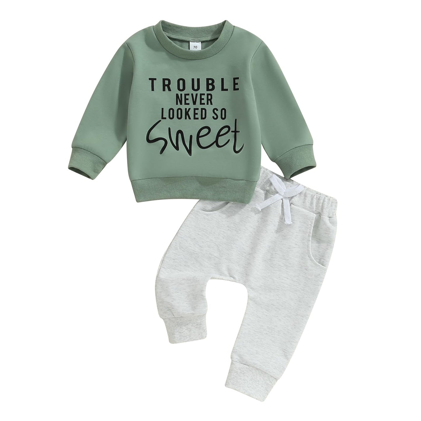 Toddler Baby Boy Fall Clothes Letter Print Long Sleeve Sweatshirt Elastic Pants Cute Kids Winter Outfits
