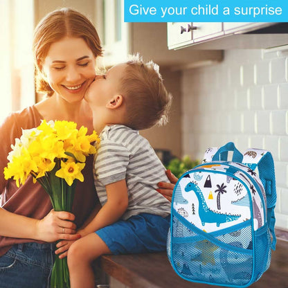 AGSDON Toddler Backpack Leash, 9.5" Safety Harness Dinosaur Bag - Removable Tether