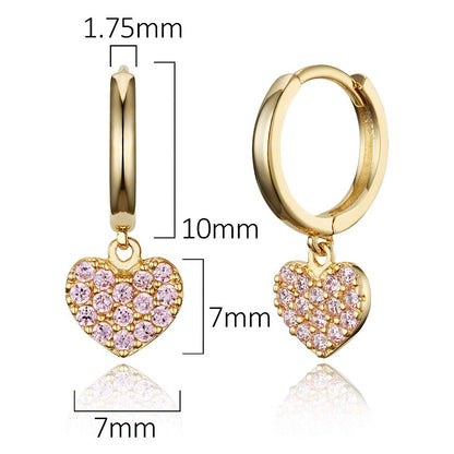 14k Gold Plated Brass Heart Plain Huggy Baby Girls Hoop Earrings