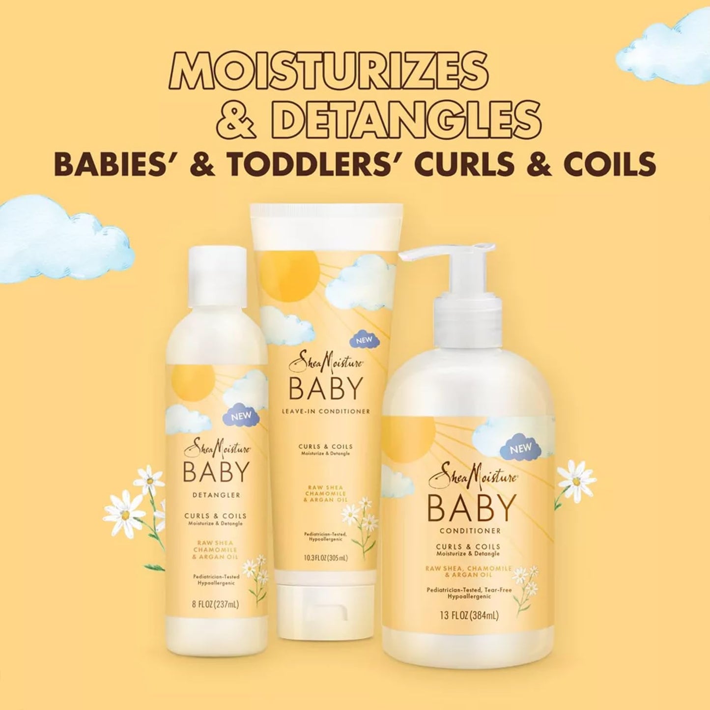 Shea Moisture Baby Care Set – Baby Wash & Shampoo + Baby Conditioner, Delicate Skin & Hair Care, Moisturizer & Detangler for Coily & Curly Hair, 13 Oz Ea (2 Piece Set)