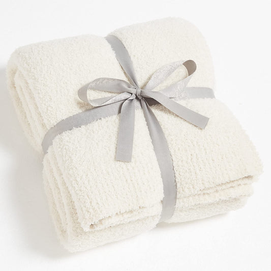 CYMULA Kids Blanket for Boys Girls 30x40 inches, Soft Cozy Fuzzy Swaddle Throw Blanket for Crib Stroller, White
