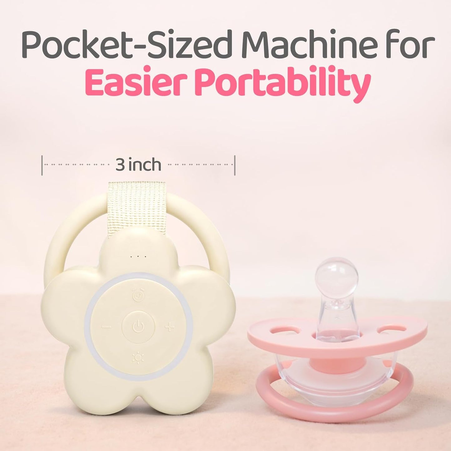Portable White Noise Machine Baby Newborn Essentials & Adults - 25 Soothing Sounds | Rechargeable Travel Sound Machine Baby with Night Light | Timer & Volume Control | Nursery, Home, Sleep Aid