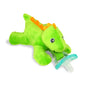 RaZbaby JollyPop Pacifier, Holder w/Detachable Baby Pacifier, Stuffed Animal RaZbuddy, All Ages 0M+, 100% Medical Grade USA Made Silicone, Machine Washable, Textured & Easy to Hold – Dragon