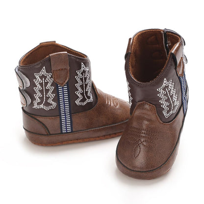 Kuner Baby Cowboy Boots Western Boots Toddler Cowboy Bootie Soft Sole Non-Slip Crib Shoes for Infant Boys Girls0-18 Months