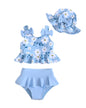 Mioglrie Baby Infant Swimsuit Girl Toddler Bathing Suit Girl Summer Beach Bikini Tankini Swimwear Hat 3-24 Months 2t-5t