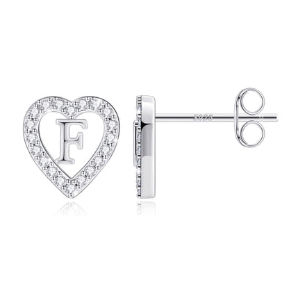 Anoup Heart Initial Stud Earrings - Gifts for Girls, Sterling Silver Post 14K Gold Plated All Over Hypoallergenic | CZ Simulated Diamond Stud Earrings | Birthday Gifts for Kids Toddlers Daughter