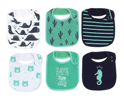 Maiwa 6 Pack Waterproof Cotton Baby Bibs for Girls Boys for Drooling Eating with Snaps