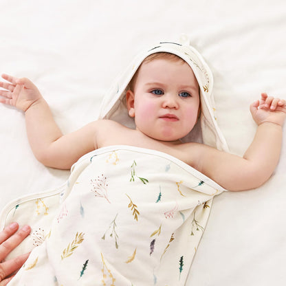 GRSSDER Baby Hooded Towel 2 Pack for Newborn, Super Soft Bath Towels with Original Design, Ultra Absorbent Knit Terry, Large Toddler Towels with Hood for Girls, Shower Gifts for Infant, 34"x 34"