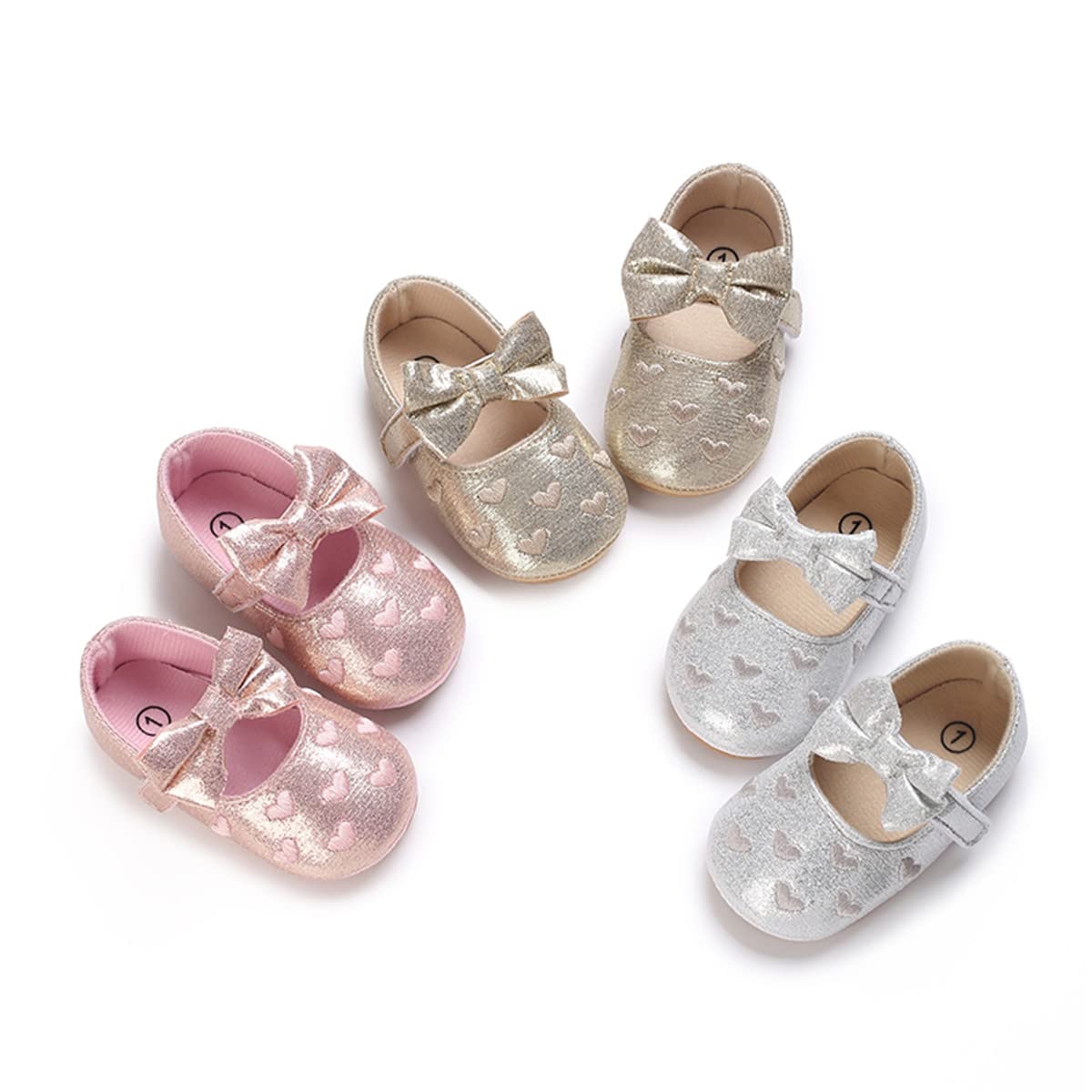 LAFEGEN Baby Girls Mary Jane Flats with Bownot Non Slip Soft Sole PU Leather Newborn Infant Toddler First Walker Cirb Dress Shoes