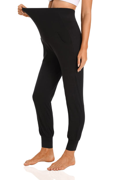 V VOCNI Women's Maternity Pants Maternity Activewear Jogger Track Cuff Sweatpants Over The Belly Stretchy Pregnancy Pants