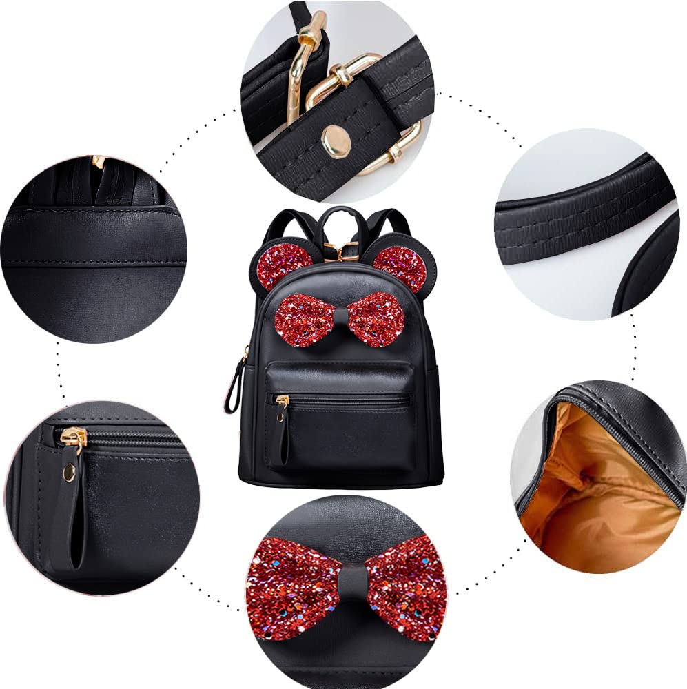 Cutest Toddler Polkadot Bow Mouse Ears Bag Mini Clear Fashion Shoulder Backpack for Teen Toddler Little Girls (clear)
