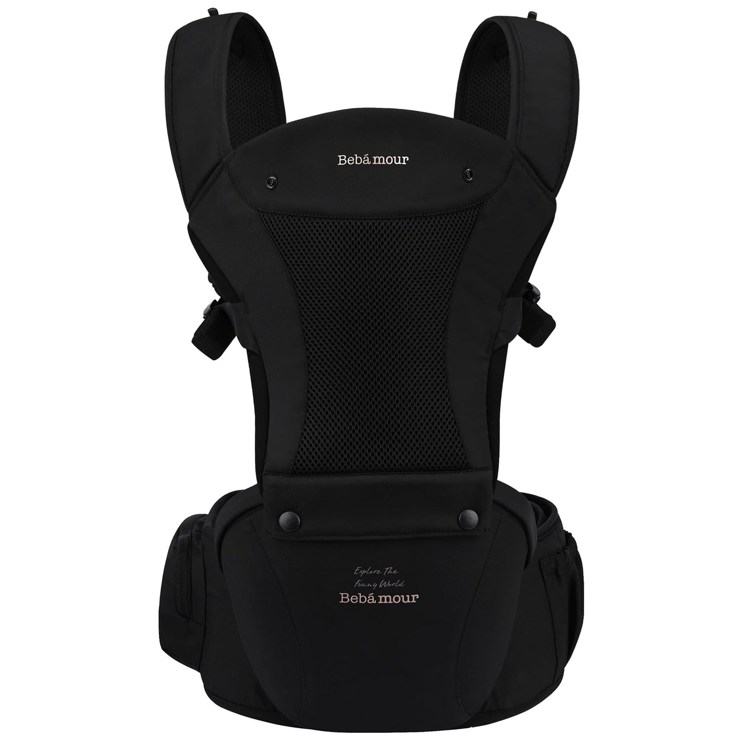 Bebamour Baby Carrier Newborn to Toddler-2 in 1 Hip Seat & Carrier Front and Back Carry with Head Hood & 3 Pieces Teething Pads& Waist Extenders & Storage Bag 0-36 Months (Green)